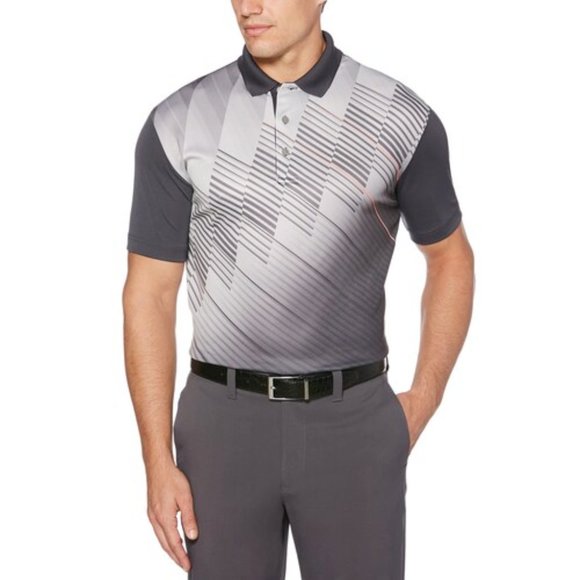 Men's Grand Slam Classic-Fit DriFlow Performance Golf Polo - Asphalt Diagonal - Picture 1 of 1